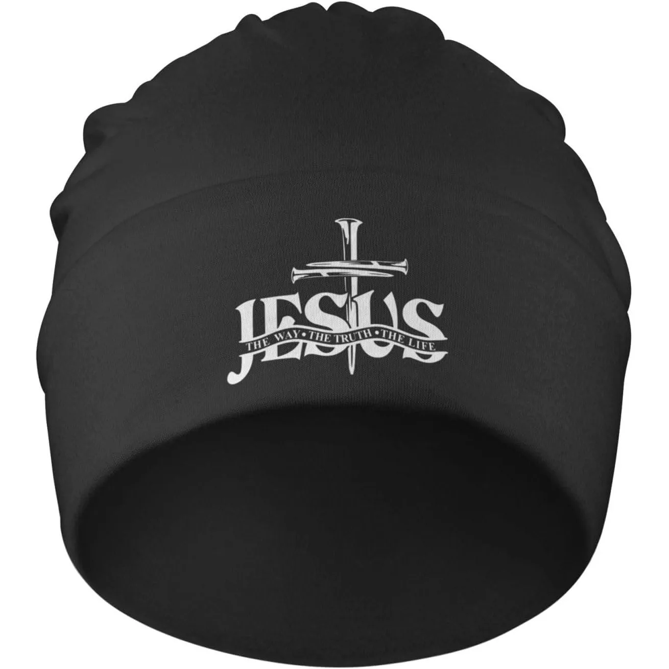

Christian Jesus Cross The Way The Truth The Life Gifts Beanie Hat for Men Women Baggy Skull Cap Winter Ski Knit Cap Black