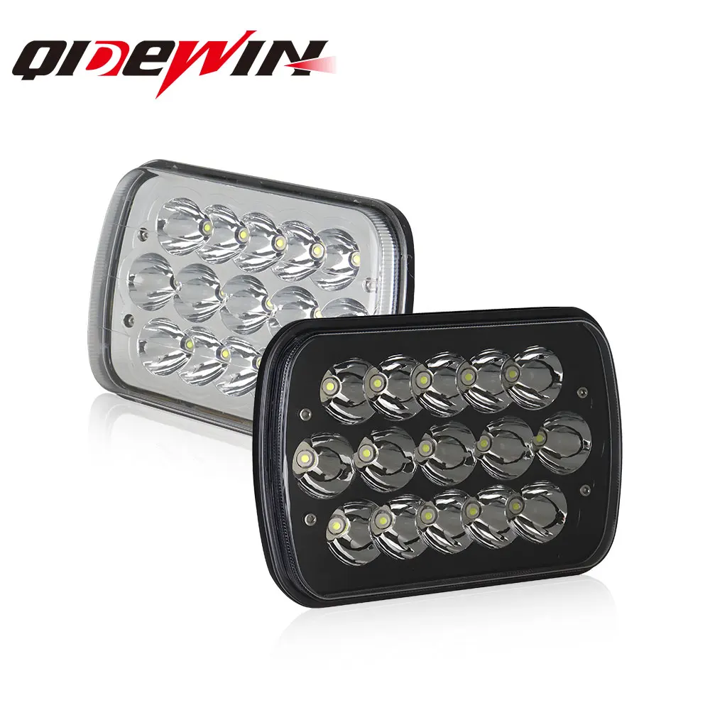 Motorcycle Led Headlight 5 x 7inch 6 x 7inch Square Headlamp H4 Square 45W 15LED High Lumen Modified Parts