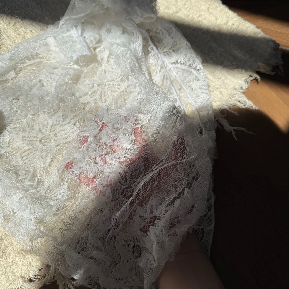 Sexy Zwarte Bikini Roze Bloem Badpak Lace Cover Ups Vrouwen Ribbels Zwemmen Bikini Vakantie Badmode Strand Outfit Badpak