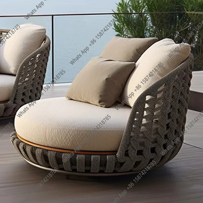 

X Modern Hotel Rope Outdoor Furniture Luxury Wicker Fabric Garden Courtyard Rattan Sofa Garden Set Outdoor Furniture X