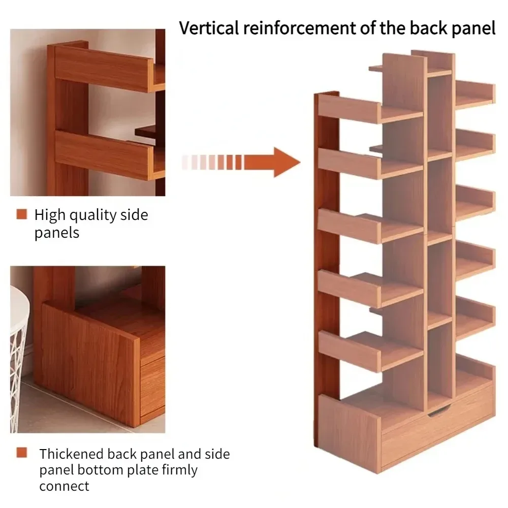 Floor To Ceiling Simple Bookshelf With Drawer Economical Living Room Storage Cabinet Outdoor Bookshelves Simple Kids Bookcase