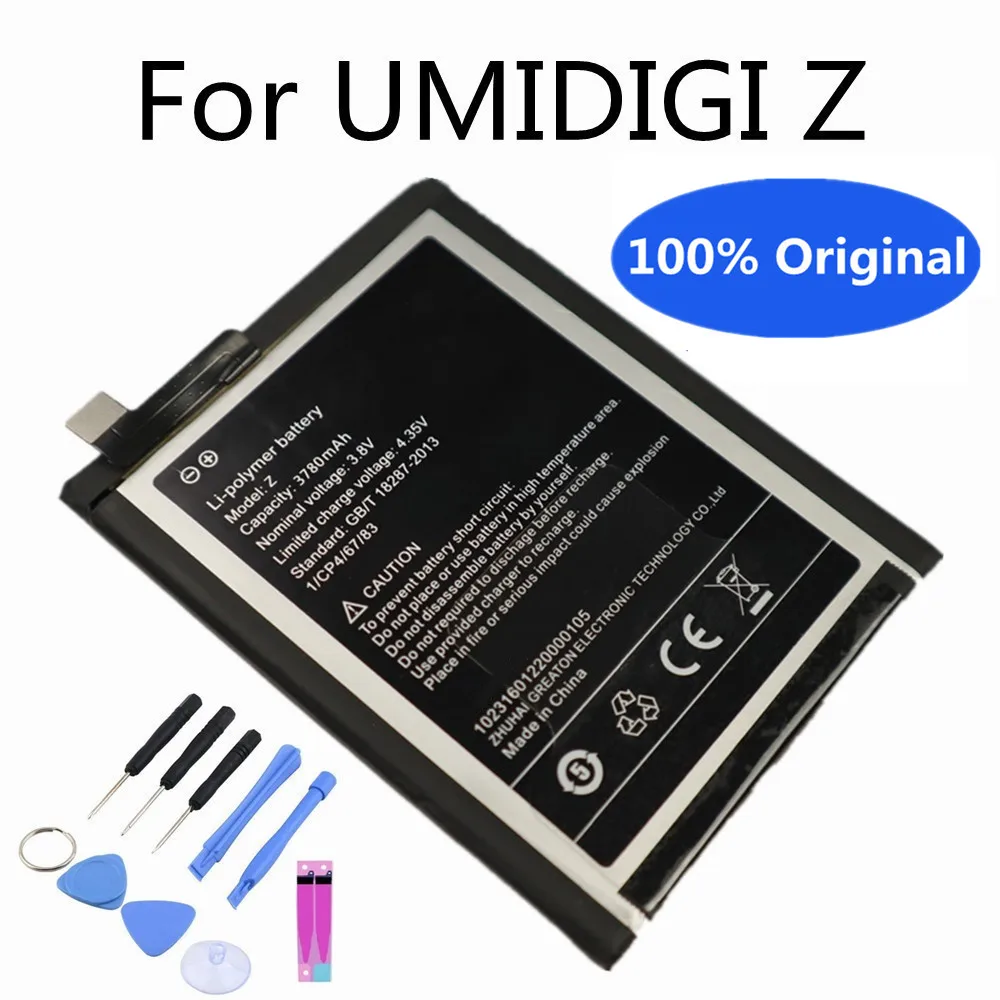 

Новый 100% оригинальный аккумулятор UMI Z для смартфона UMIDIGI Z, высокое качество, большая емкость, 3780 мАч, резервная батарея