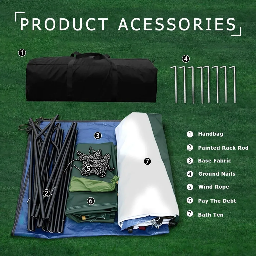دش خارجي محمول وخيمة تغيير بسعة مياه سعة 20 لترًا، 63 × 63 × 95 بوصة، مصنوعة من قماش أكسفورد 210D #6