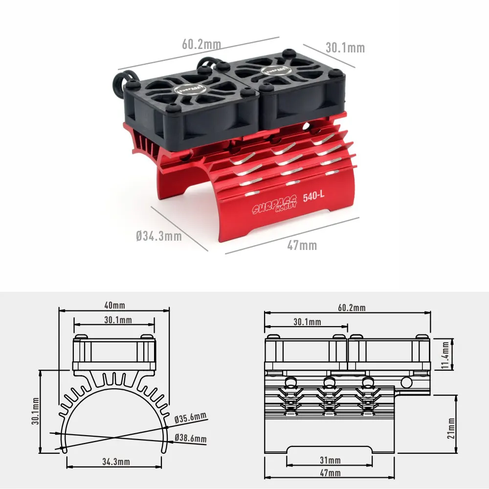 SURPASS HOBBY 36 mm 40–42 mm 55–58 mm bürstenloser Motor-Lüfterhalter für 540 550 3650 3660 4268 4274 1/10 1/7 1/8 1/5 RC Car – Detail 6