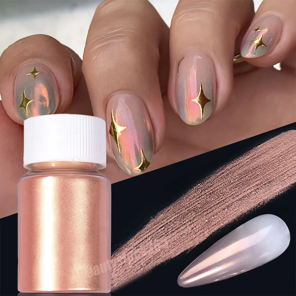1 ボトルホワイトパールクロームネイルパウダー虹色オーロラ月光グリッターネイル顔料真珠光沢のある摩擦ダストネイル用品 1