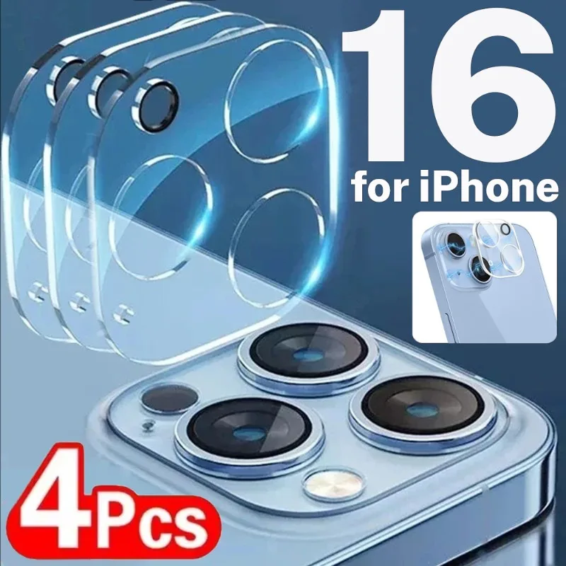 

4/1PCS Camera Len Tempered Glass Films for Apple iPhone 16 15 14 13 Pro Max 16Plus Phone Back Lens Screen Protectors Cover