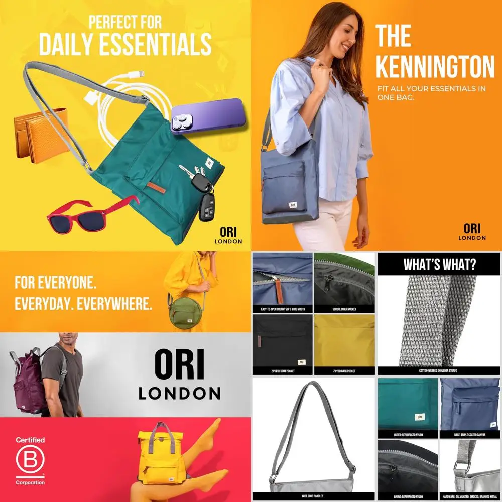 

Medium Nylon Crossbody Bags - Small, Unisex with Chunky Zipper, The Kennington Style