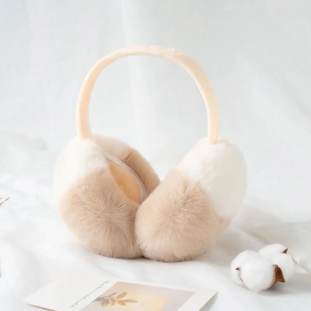 Portable Two Tone Earmuffs Soft Flexible Headband Foldable Earmuffs Windproof Fluffy Thermal Ear Covers Winter Season