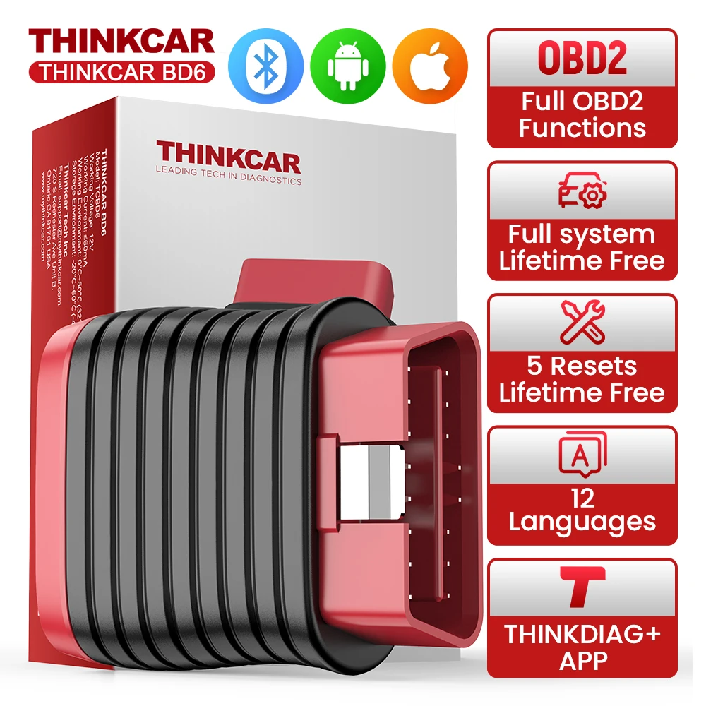 THINKCAR BD6 OBD2 Car diagnostic tool full system scanner tools code reader oil IMMO ETS Barke 5 reset function lifetime free