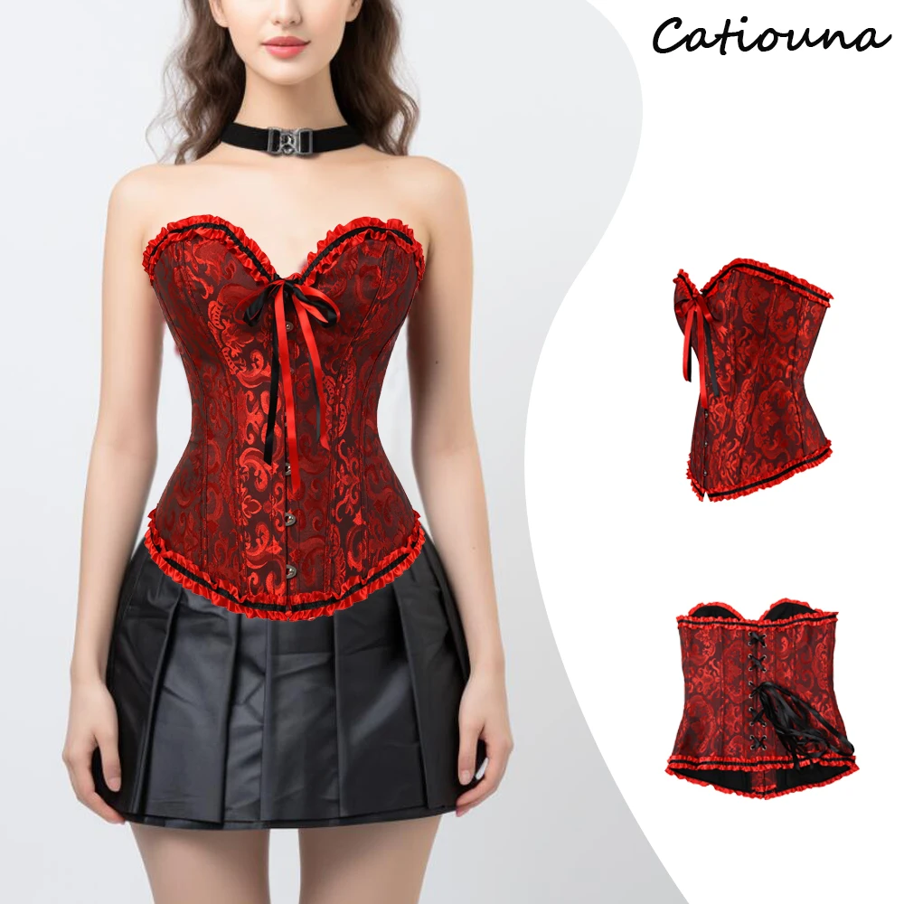 Bustier et Corsets Sexy pour femmes, haut Simple et élégant, surbuste, Bustier désossé en plastique, Jacquard Floral, grande taille