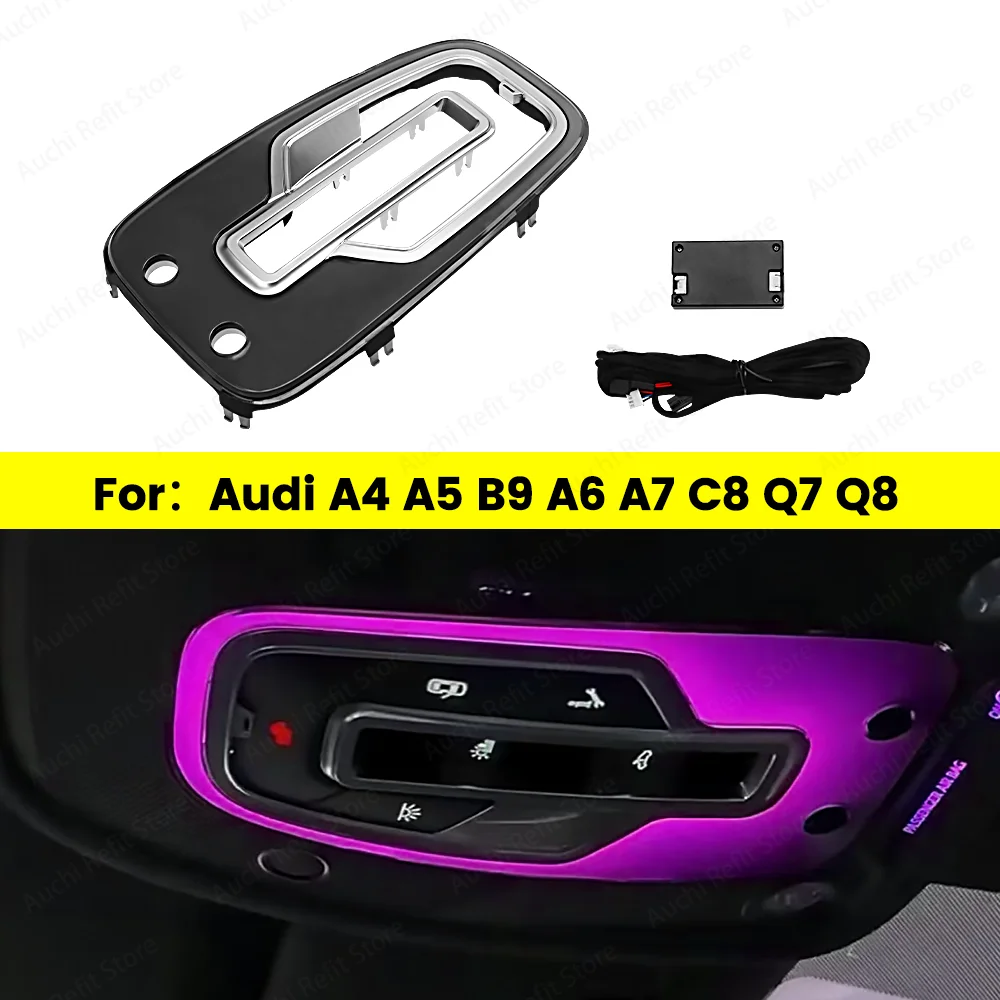 Auchi 32 Colors Upgrade Refit LED Reading Light Ambient Light For Audi A4 A5 A6 A7 C8 A4 A5 Q7 B9 Decorative Lamp Car Roof RGB