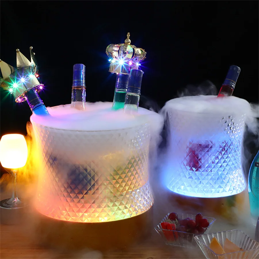 Thrisdar 7 Color Changeable Champagne Ice Bucket LED Wine Bucket Acrylic Champagne Beer Holder Nightclub Bar Party Tool Decor