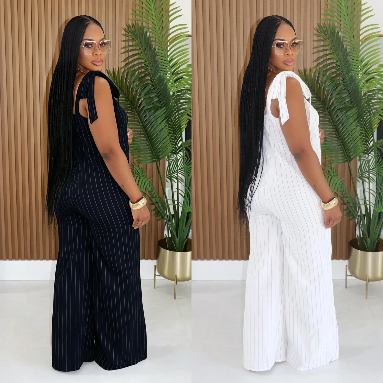 C7698 Fashion Women's Random Strip Shoulder Strap Wide Leg Fashion Jumpsuit Women's Formal Evening Gowns Lace Vestidos Bandage