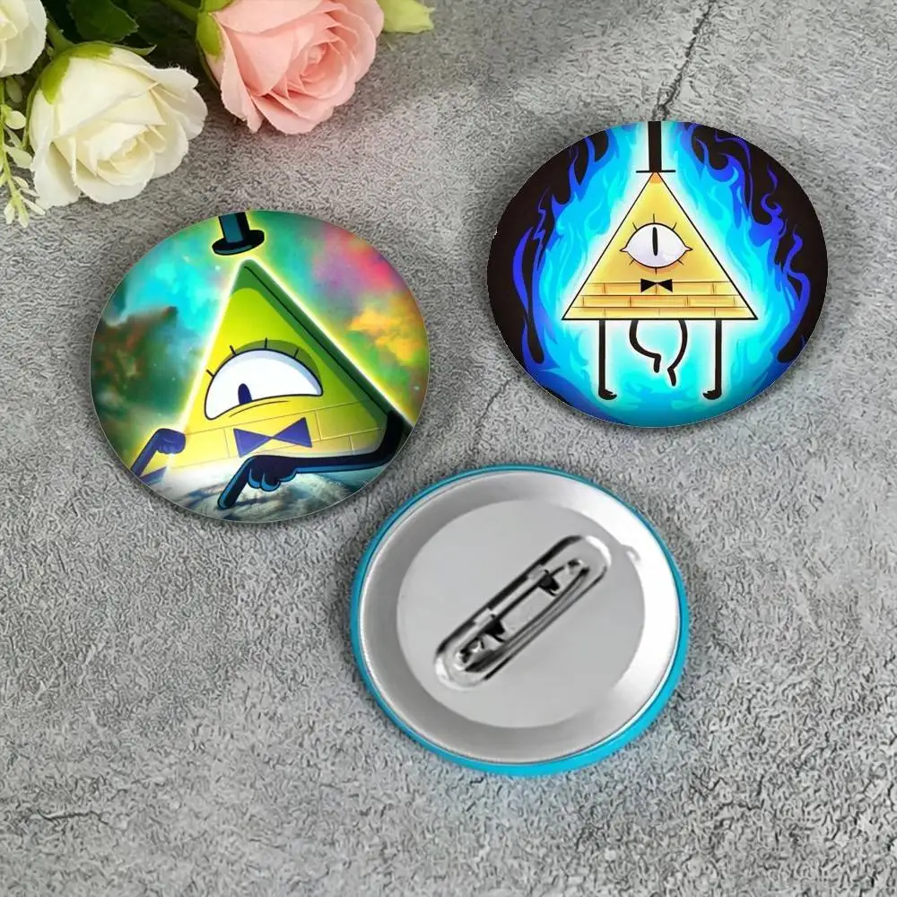 Gravity Falls Bill C-Cipher 25 32 44 58 75mm Badges Personalized Round Brooches Pins Accessory Gift