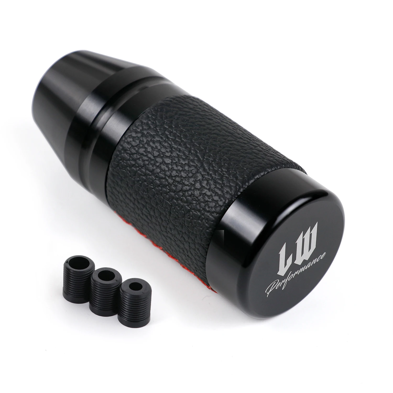 LW 85mm مقبض ناقل حركة السيارة الألومنيوم والجلود ناقل الحركة اليدوي عصا شيفتر رافعة #2