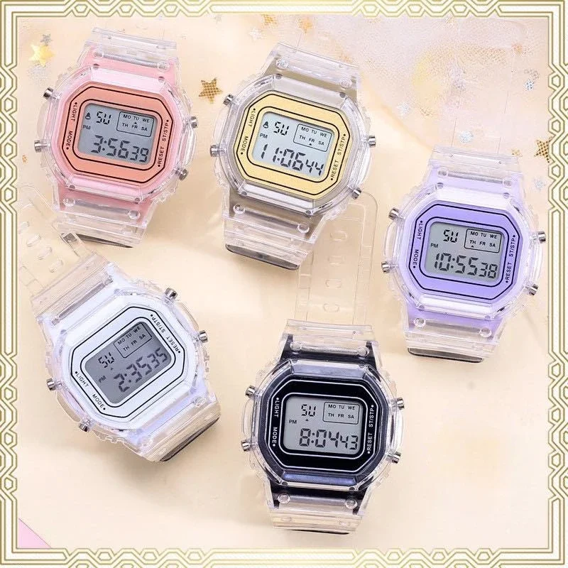 Electronic Watches for Women Men Rose Gold Silicone Strap Transparent Dress LED Digital Wristwatch Sport Clock Relogio Feminino