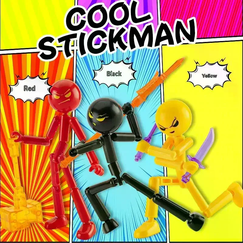1 Set Novelty Action Figure Stickman Assembled Robot Movable 3d Printing Mannequin Multi-jointed Stickman Toy