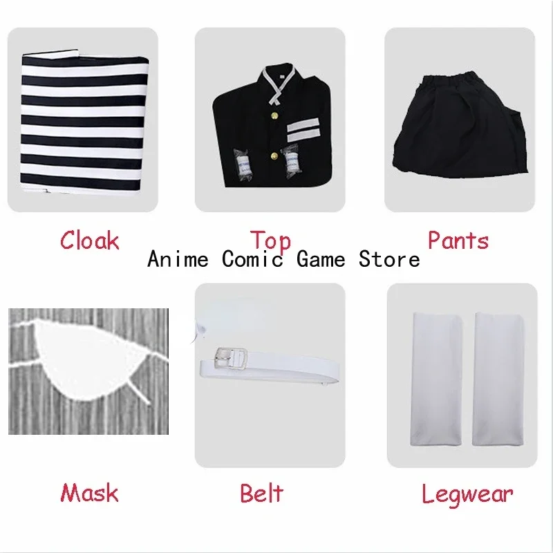 ผู้ใหญ่เด็ก Iguro Obanai คอสเพลย์ชุดวิกผมหน้ากากอะนิเมะชุดปาร์ตี้ฮาโลวีนชุดสําหรับผู้ชายผู้หญิงชุดเต็ม