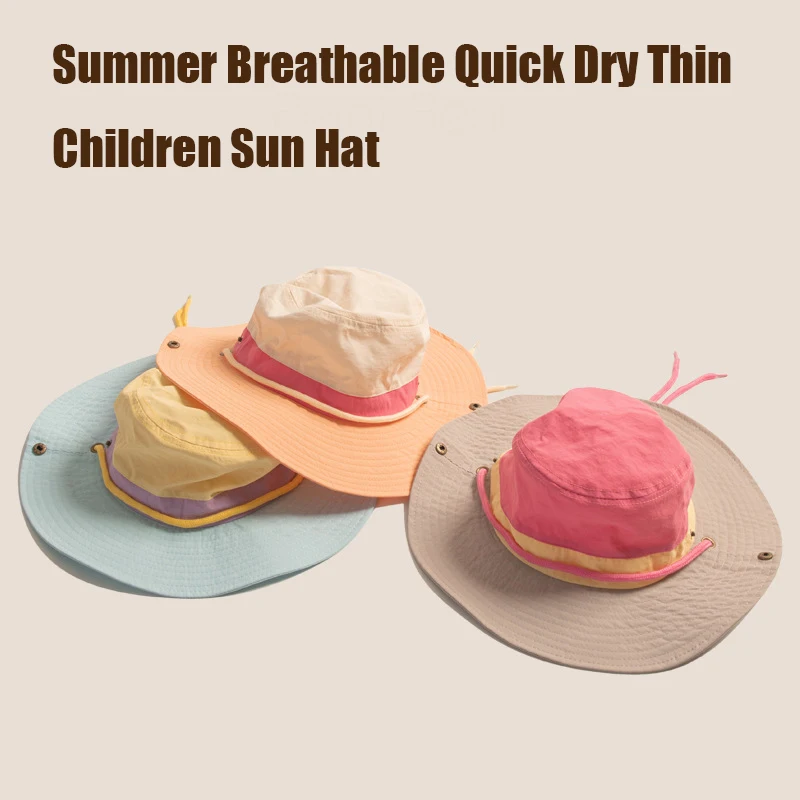

Outdoor Kids Sun Hat For Boy Girls Quick Dry Wide Brim UV Protection Bucket Hats Adjustable Summer Breathable Fishing Safari Hat