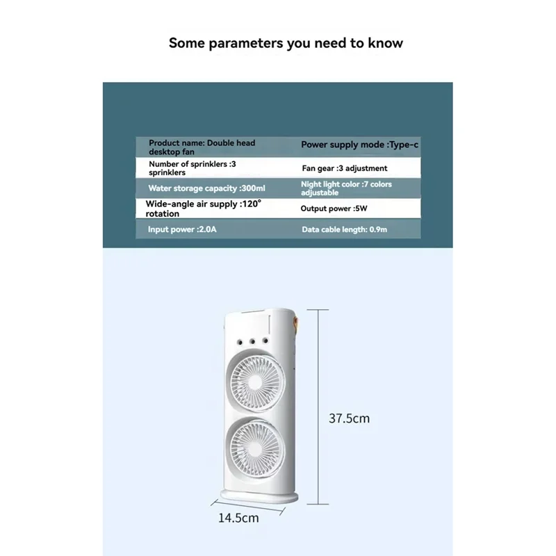 ABUS-مروحة تبريد الهواء المحمولة القابلة لإعادة الشحن، مروحة برج التغشية الهوائية مع جهاز التحكم عن بعد، مبرد الهواء التبخيري لغرفة النوم