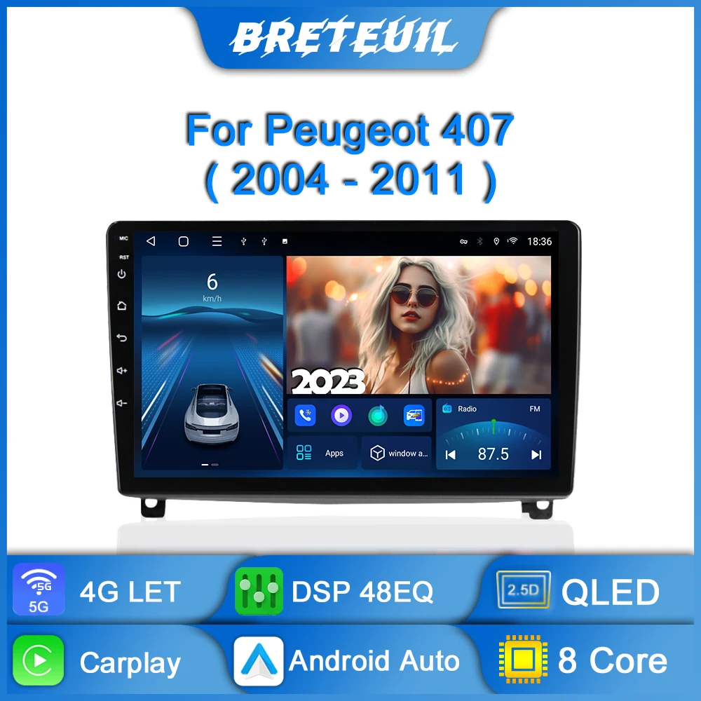 Car Radio For Peugeot 407 1 2004 - 2011 Android Multimedia Video Player GPS Navigation Wireless Carplay Touch Screen Auto Stereo