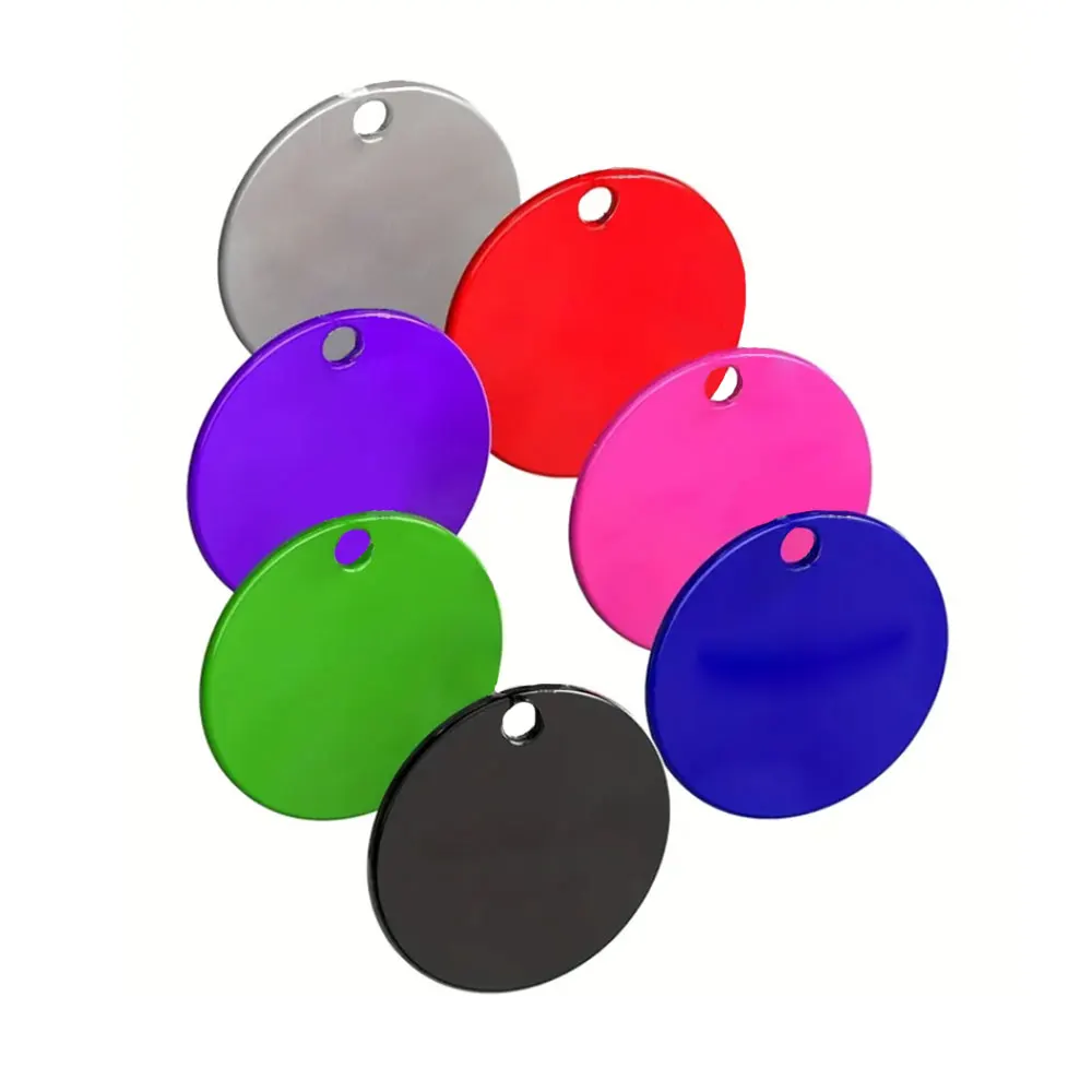 Wholesale Set Of 20PCS Round Dog Pet ID Tags Personalized Laser Customizable Dog Name Outdoor Anti-Loss Keychain Pendants Collar