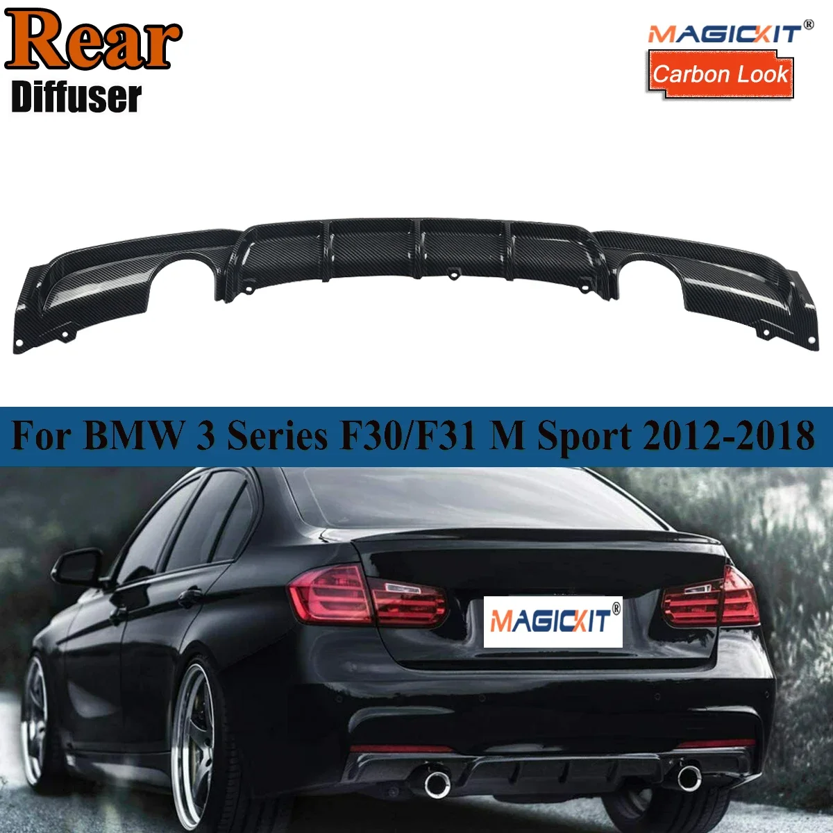 

MagicKit Carbon Fiber Look M Sport Edition 1-outletFor BMW F30 F31 320i 325i 328i 335i M-TECH 2012-2018 Plate Guard Cover