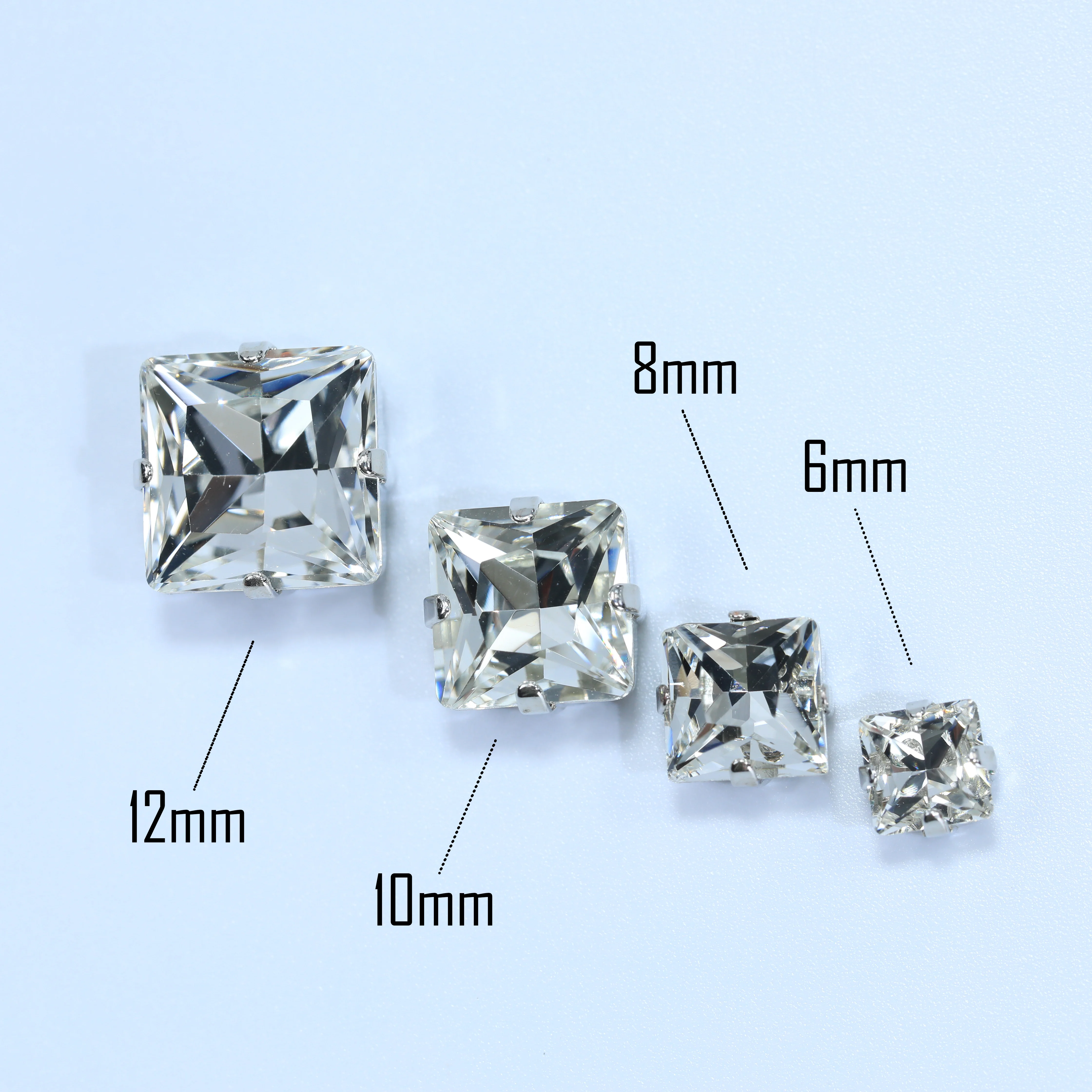 Kristallbeschichtungseffekt Prinzessinnen-Quadrat Fancy Stone Krallenfassung Strasssteine Hochglänzender Kunststoffkristall DIY-Zubehör für Hochzeiten – Detail 5