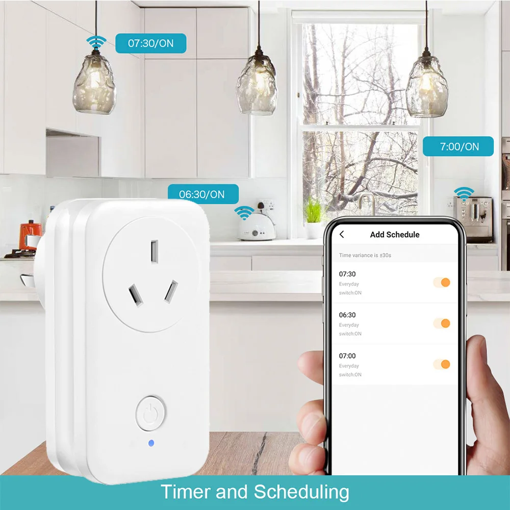 LELLKI Tuya Zigbee Socket Smart Life Home AU Power Monitoring Australia Wifi Plug With Google Assistant Alexa 100-240V