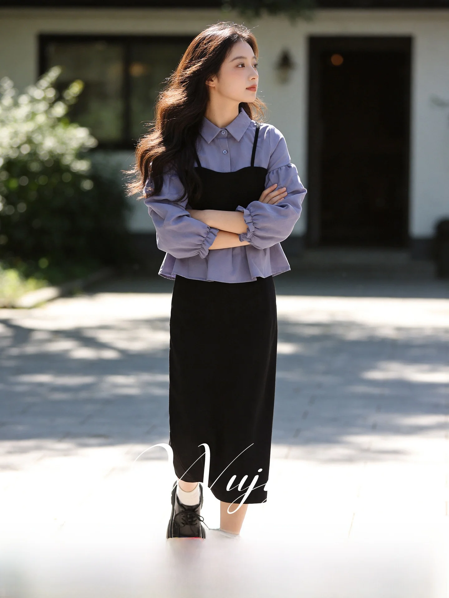 

Весенний комплект Ele Ne: модный костюм-двойка больших размеров с юбкой А-силуэта и топом с длинным рукавом, с завышенной талией, для полных женщин