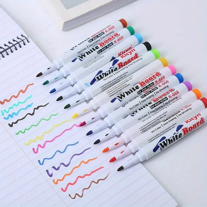 8/12 Stück bunte, schwimmende, löschbare, waschbare Whiteboard-Marker für Studenten, Unterricht und Büro – wasserbasierte Markierungsstifte