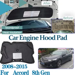 For Honda Accord 8th Gen MK8 2008~2015 2010 Car Thermal insulation Hood Sound Mats Soundproof Fireproof Covers Car Accessories