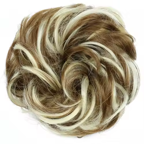 Azqueen Synthetic Messy Bun Chignon Donut Gary Brown Color Hair Bun Pad Elastic Hair Rope Rubber Band Hair Extensions - Image 8
