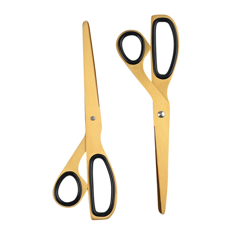 Golden Scissors Dissymmetry Handle Graceful Sharp Stainless Steel,Office Household Stationery,Paper-Cut Pruning Sewing