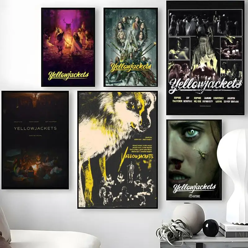 American TV Y-Yellowjackets Poster Waterproof Self-Stick Wall Art Stickers, Removable Wall Decor for Living Room and Bedroom