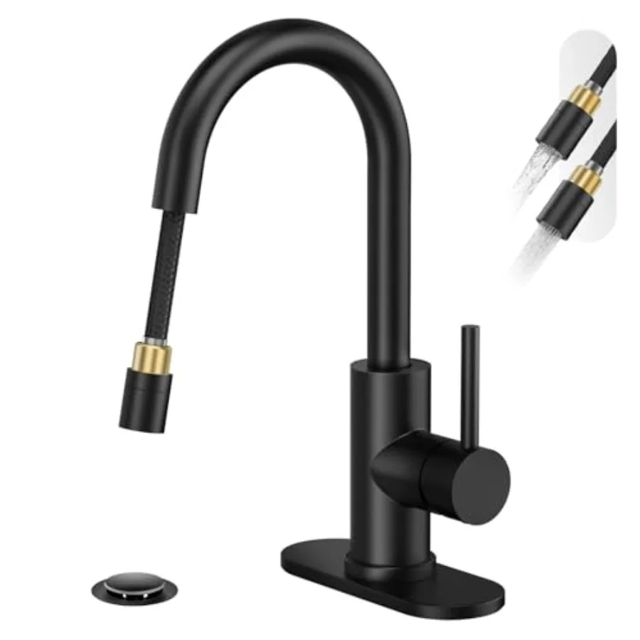 

Tall Bathroom Faucet with Pull Out Sprayer Single Handle Swivel Pull Down Faucet Pop-Up Drain 1 or 3 Hole 2 Model RV Bar Laundr