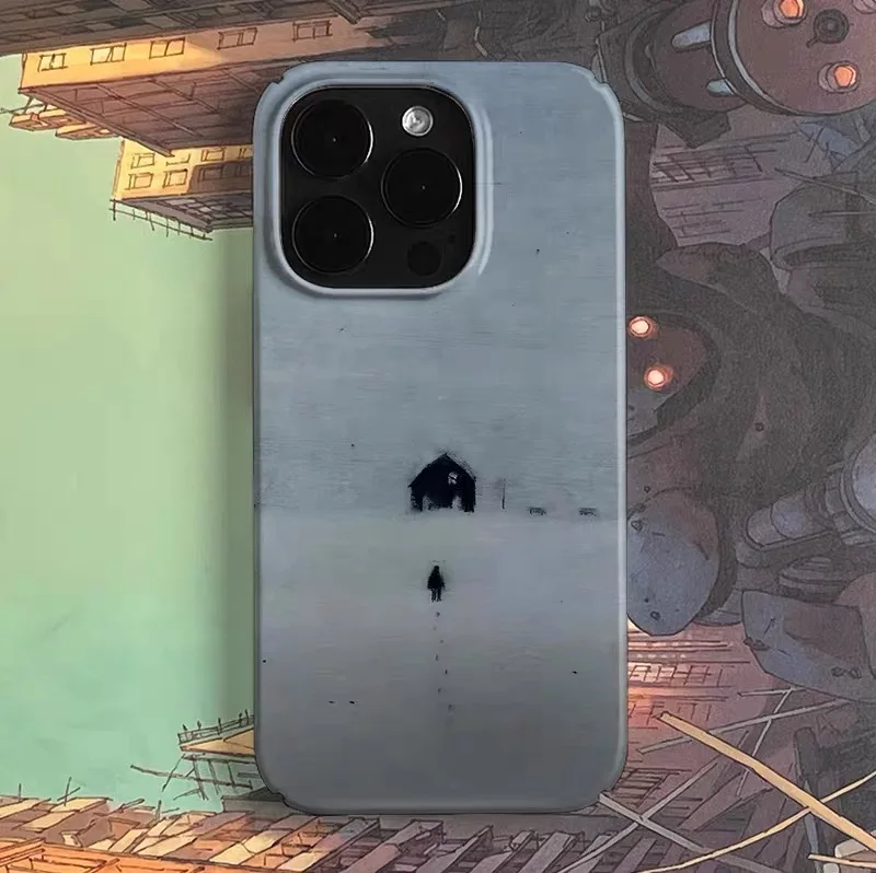 Ins Blue Snowy Cottage Phone Case for IPHONE 17 Air 16E 15 PROMAX 14 15 Plus 13 12 MINI 11 PRO 16Plus XR XS Acrylic Phone Cover