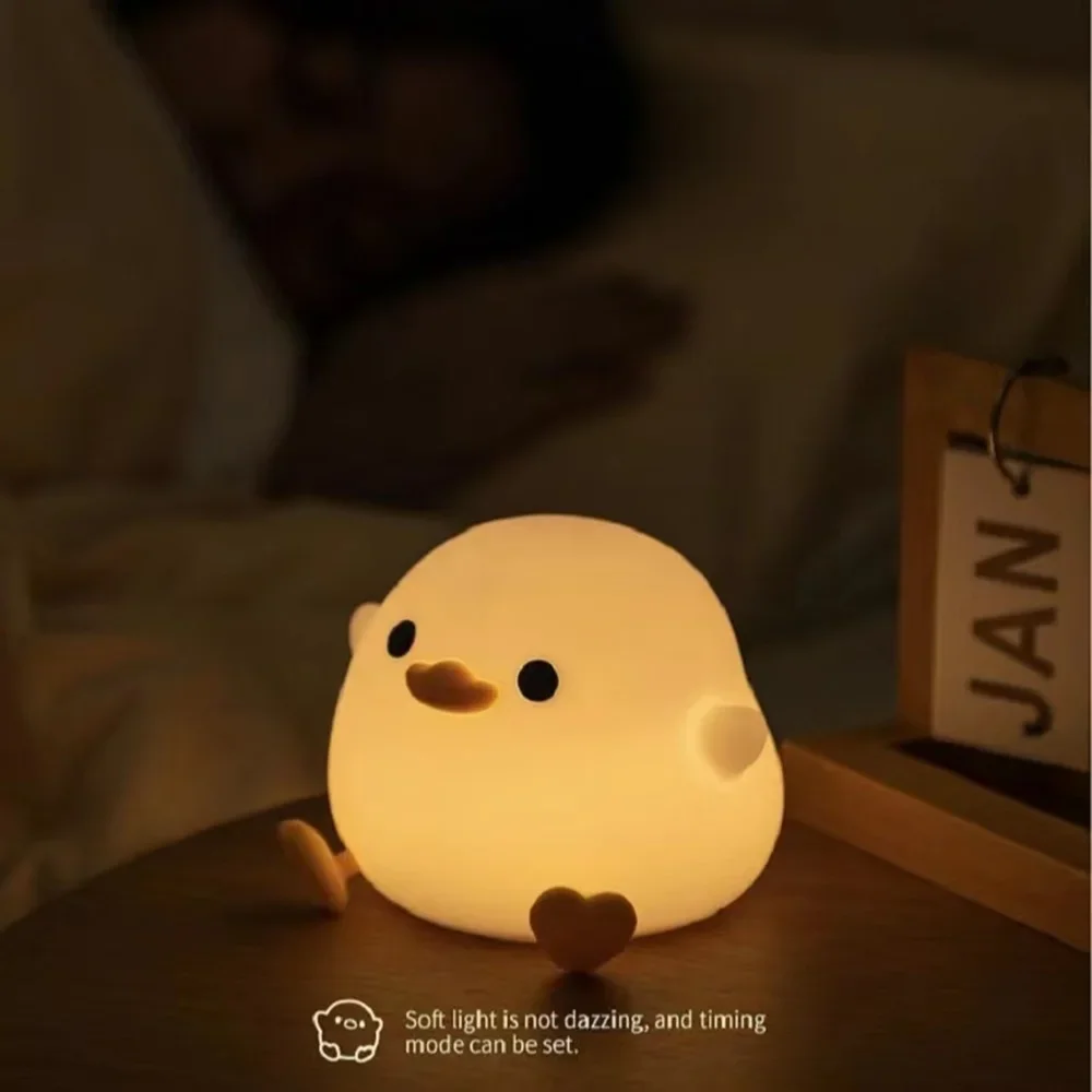 LED Cartoon Night Light Cute Duck Touch Sensing Ghost Calling Light USB Charging Sleep And Other Decorative Bedroom Gifts