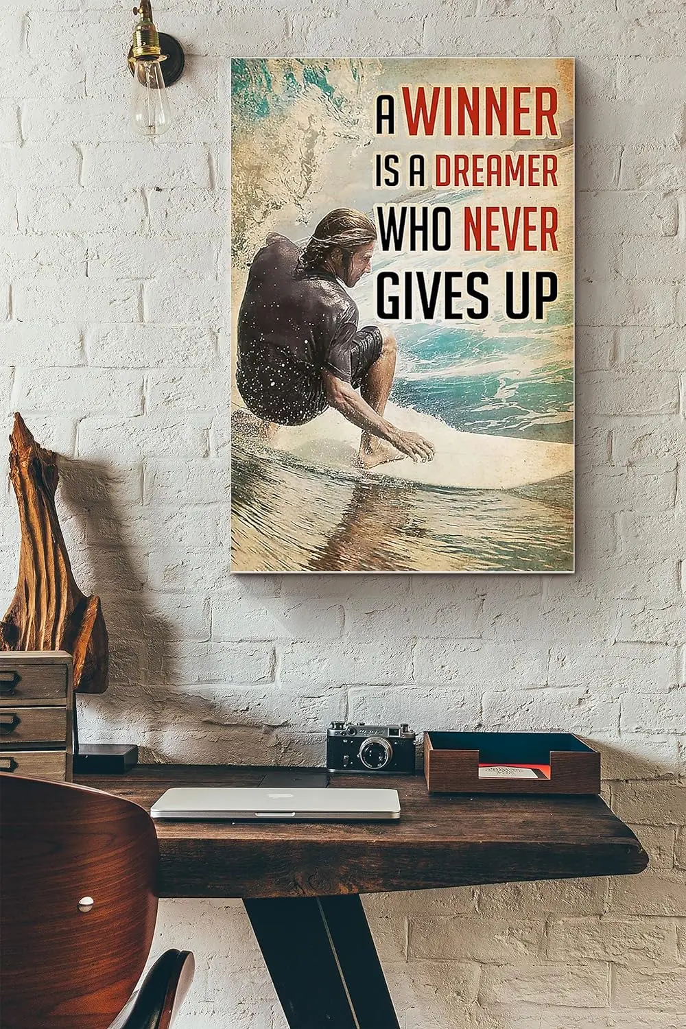 Surfing \u2013 A Winner Is A Dreamer Who Never Gives Up Retro Metal Tin Sign Vintage Aluminum Sign For Home Decor Room