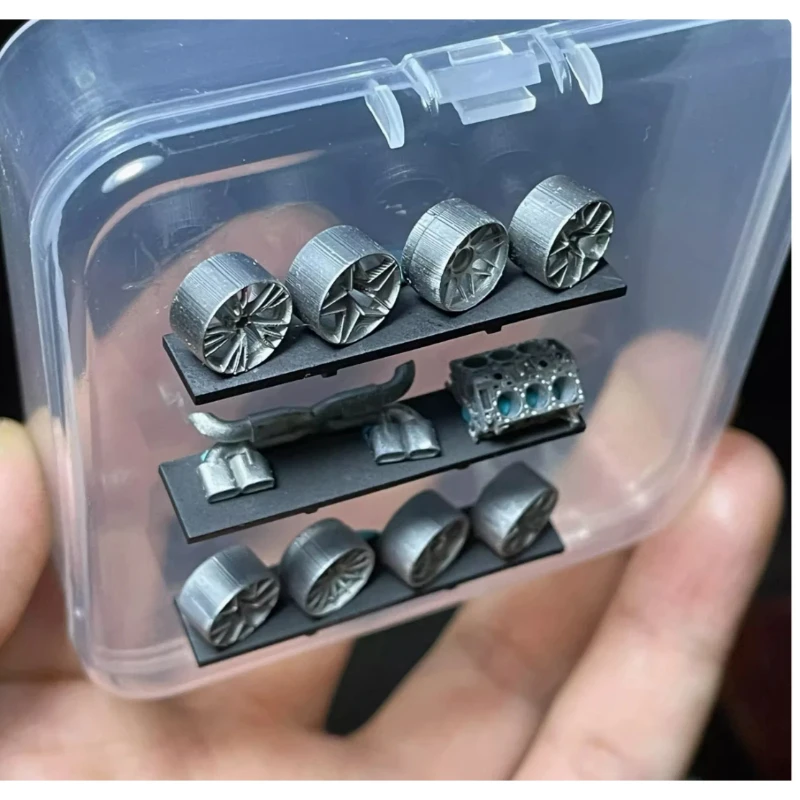 Nuevo modelo 1/64 DIY: Exhibidor de escape para pared, accesorios para escena de taller de neumáticos, escena de reparación, exhibición en miniatura