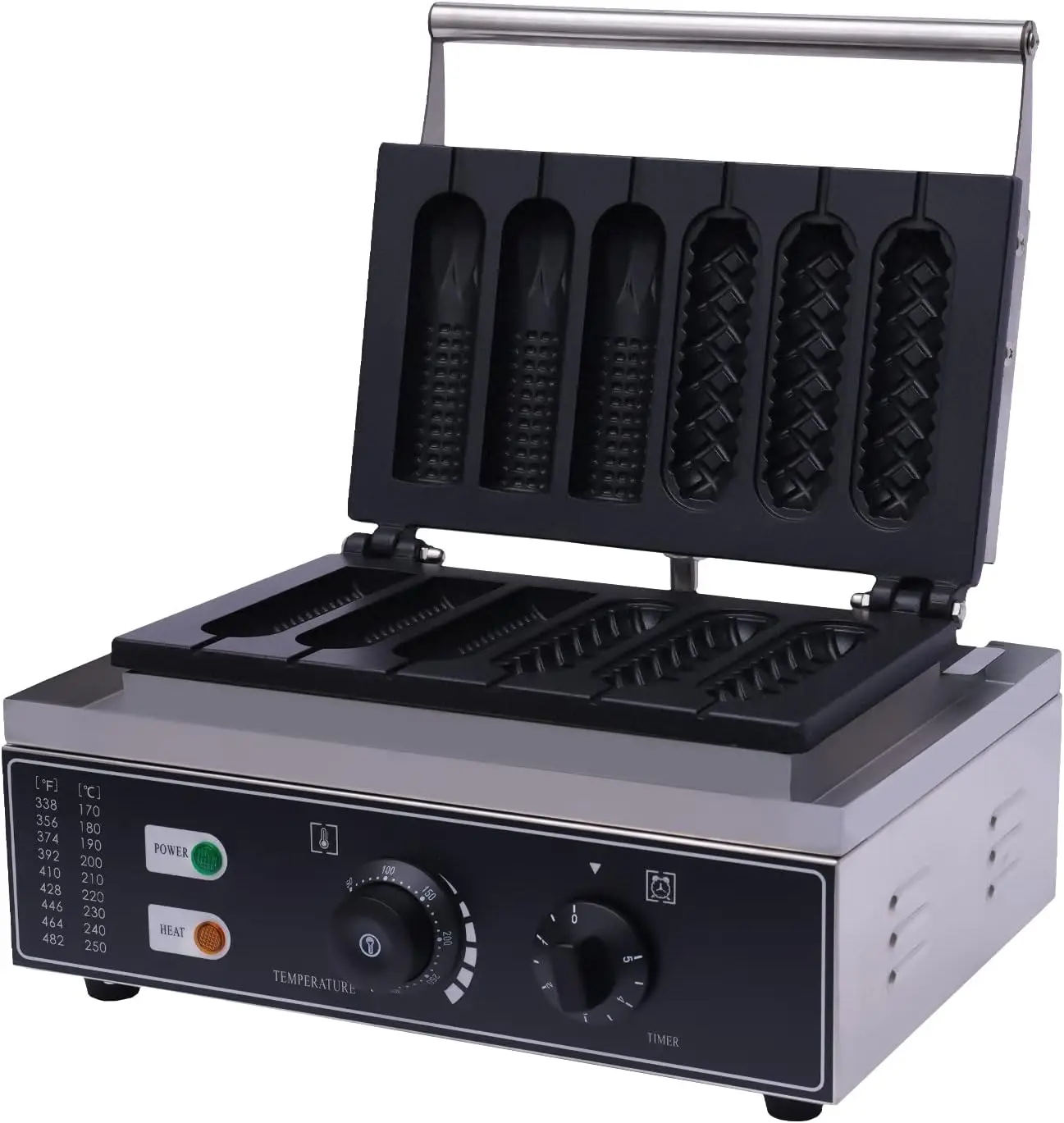 

110V Nonstick 2-Shape Commercial Electric 6pcs Hot Dog Maker Machine Waffle Baker Electric Waffle Maker Muffin Machine Corn Dog