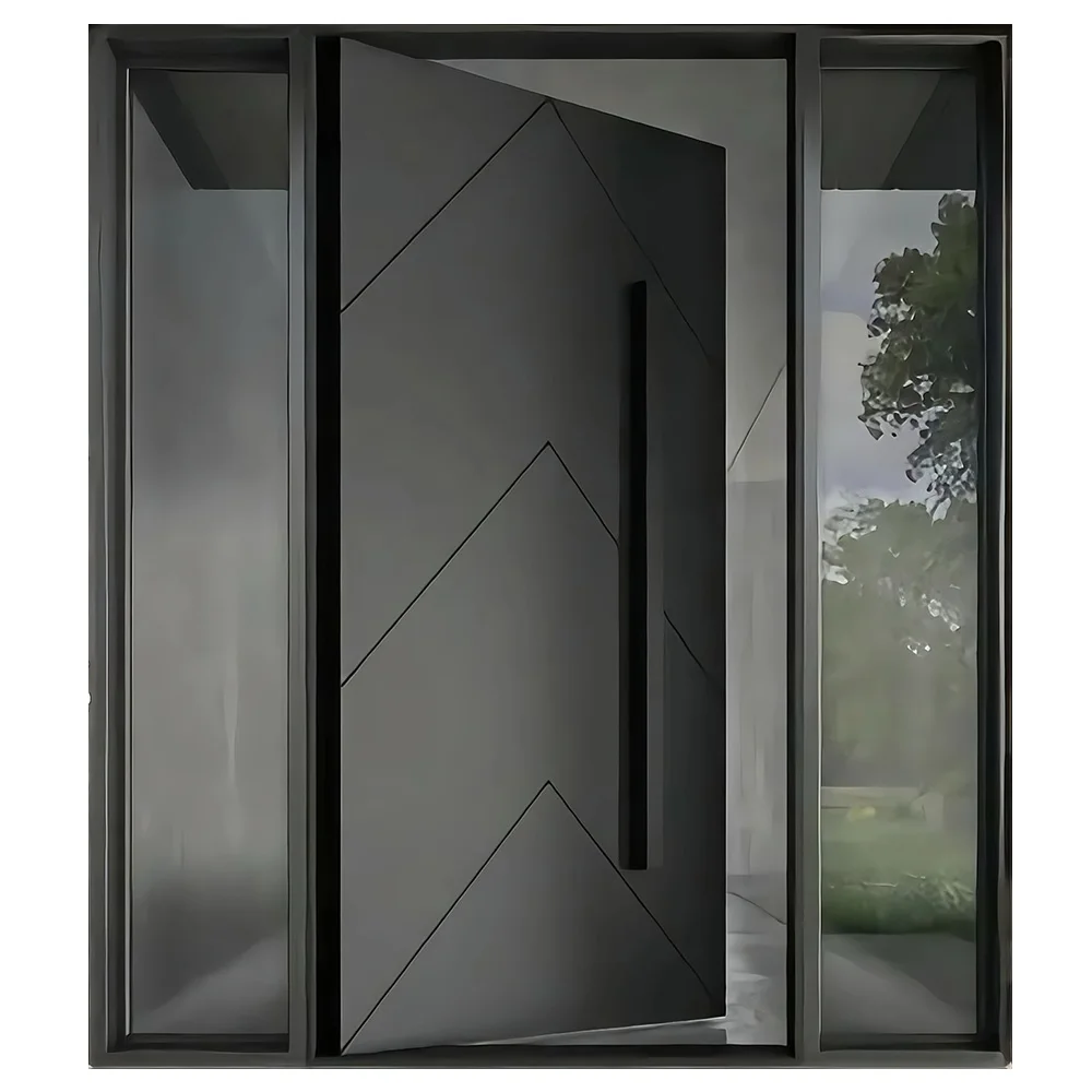 Customization Stainless Steel Pivot Door With Sound Insulation (Postmodern Style) For Exterior Entry Hall Apartment & Hotel Use