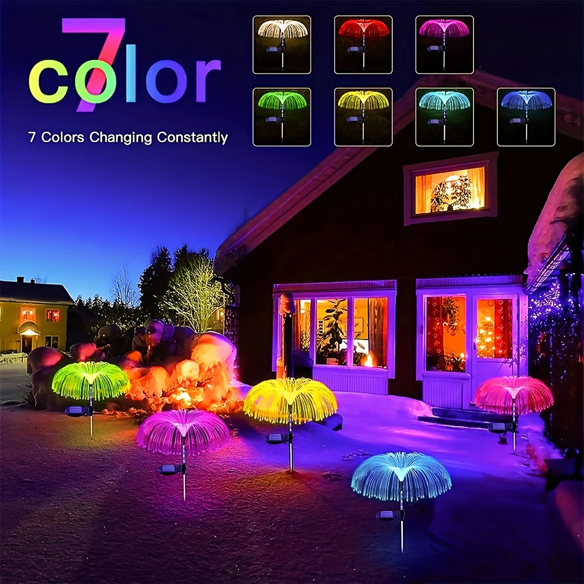 1 pack 1/2/3 Layer Solar Fountain Jellyfish Lights Christmas Tree Lights With Colorful Changing LED Halloween Decorations