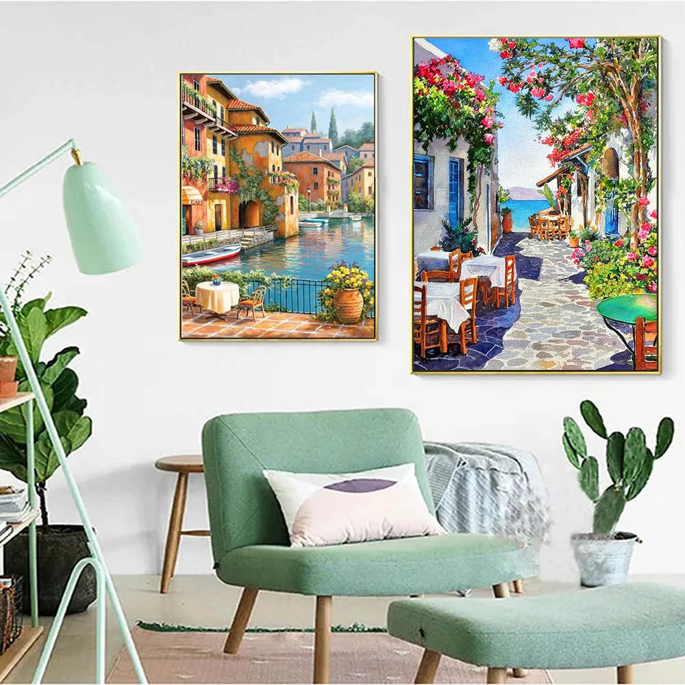 5D Diy Diamant Malerei Street View Voll Platz Runde Diamant Stickerei Landschaft Mosaik Strass Bild Hause Dekoration – Detail 4