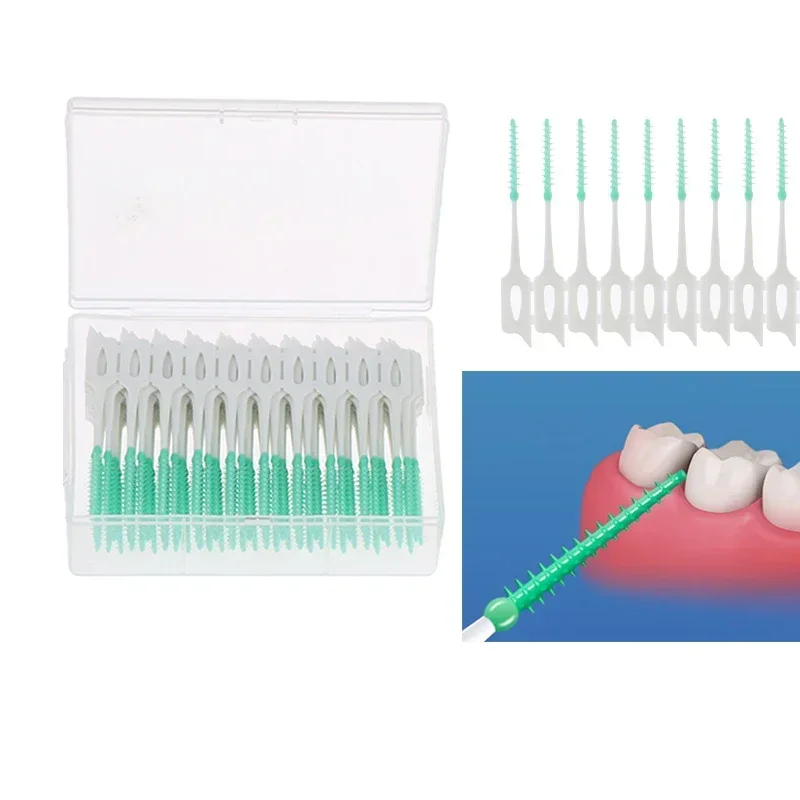 

40Pcs/set Interdental Brush Orthodontic Brush Cleaning Teeth Gaps Oral Care Soft Silicone Head Interdental Brush Good for Gums