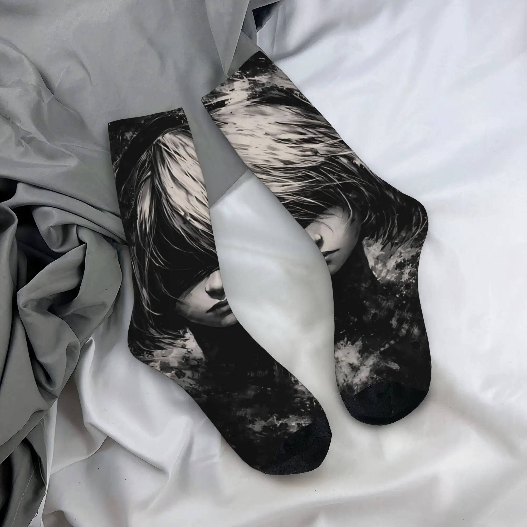 Nier Automatas  Socks  Retro Stockings Men Quality Running Socks Spring Printed Non Skid Socks