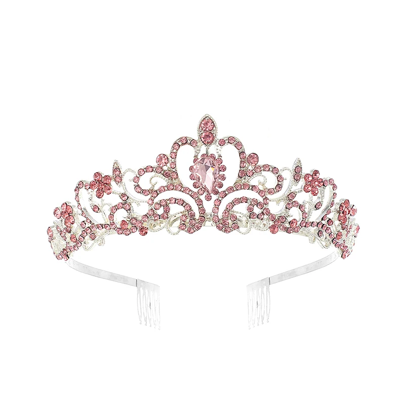 Hot Selling Baroque Crystal Bridal Wedding Ball Birthday Rhinestone Crown Princess Dress Styling Hair Headband Accessories