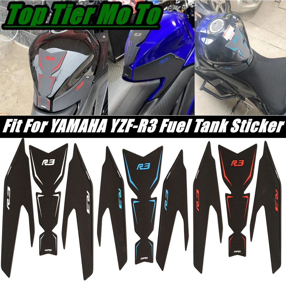 Protector Anti Slip Tank Pad Sticker Fishbone patch Gas Knee Grip Traction Side Pad 3M Decal New Fit For Yamaha YZF-R3 2019-2026