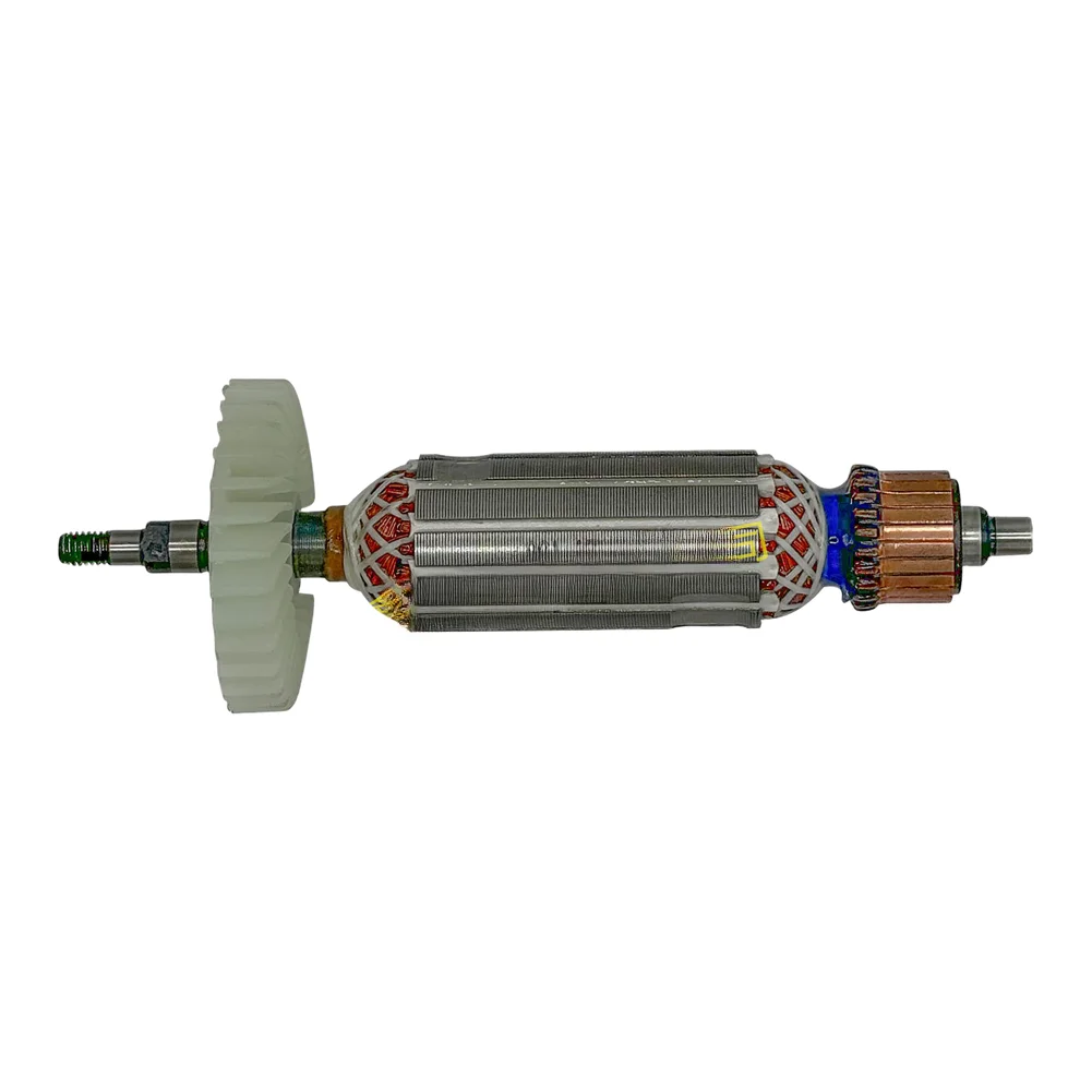 High Power 160mm For Rotor Armature With Bearings And Brushes For Angle Grinder Motor Replacement Part Copper Winding Silver