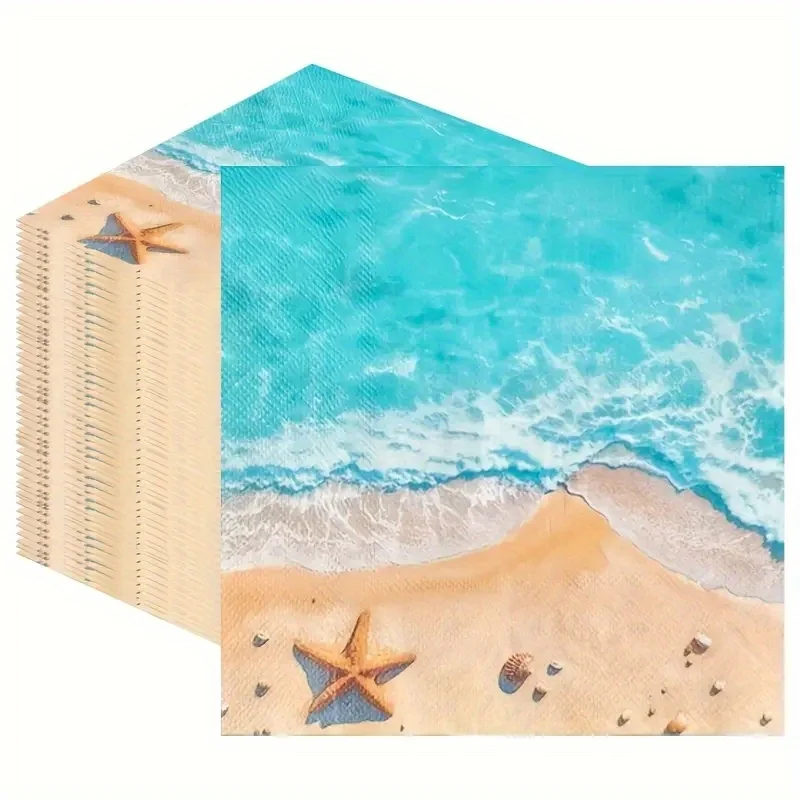 Summer Hawaiian Ocean Beach Theme Servietten – geeignet für Hochzeiten, Bars und Batmitzva, – dekorative Servietten im Sommer-Strand-Stil – Detail 13